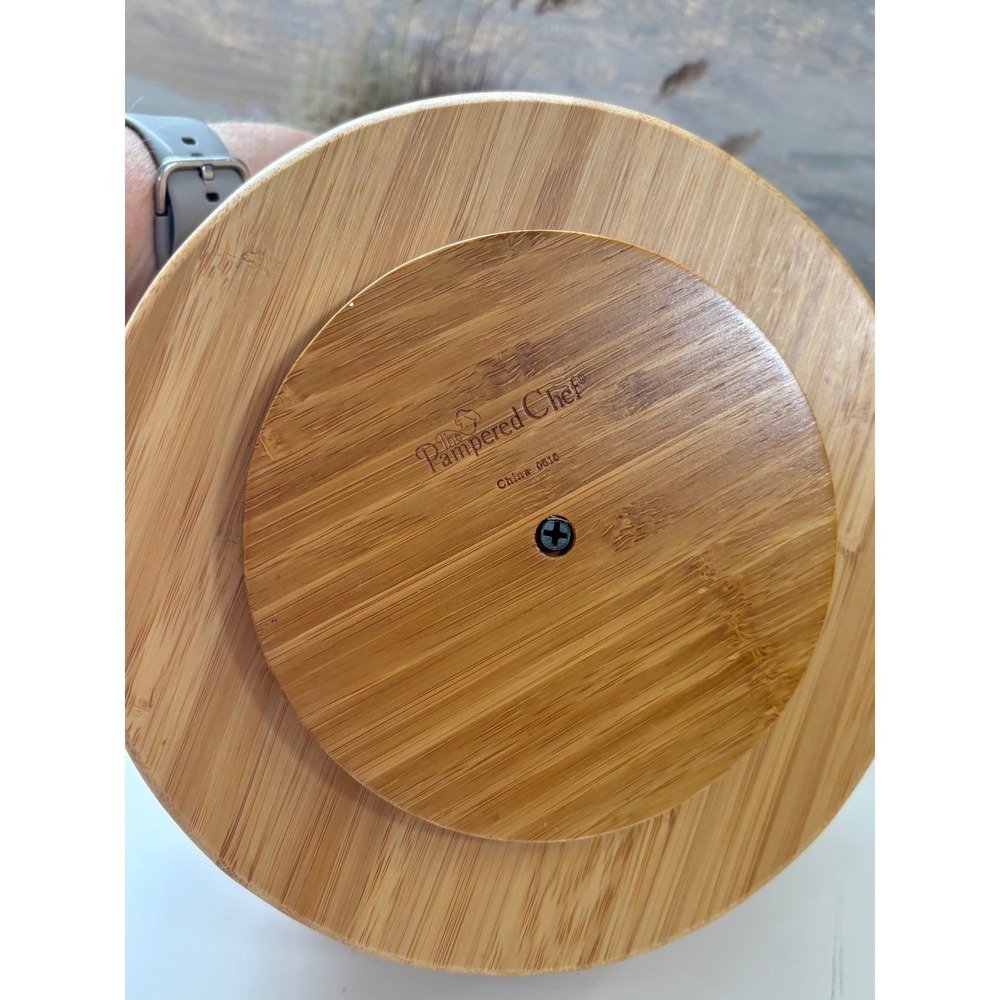 Pampered Chef Bamboo Tool Turn-About Carousel Utensil Holder Caddy #2172 Retired - Picture 4 of 10